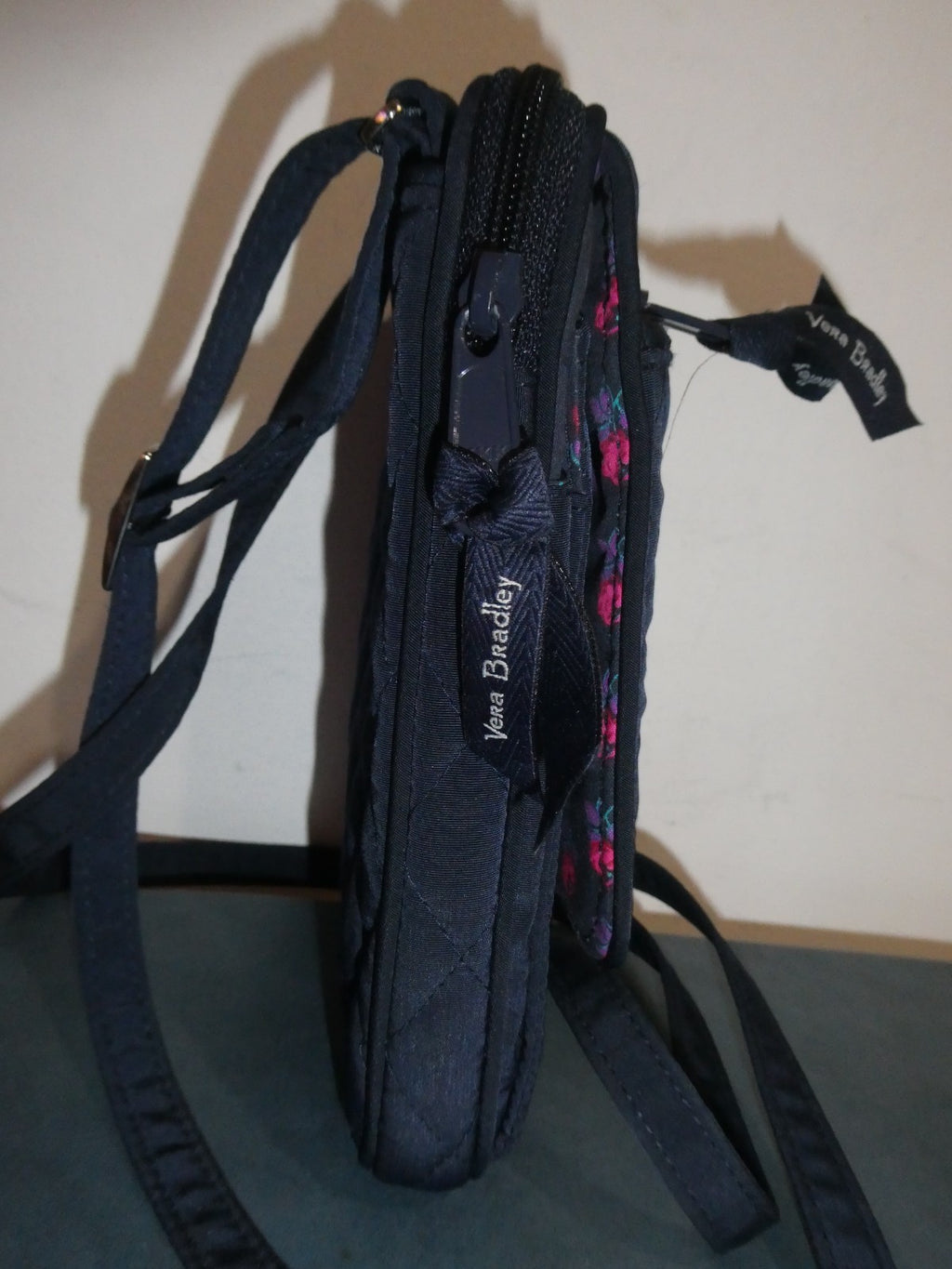 Vera Bradley Quilted Cotton Crossbody Wallet Organizer Purse – Classic Navy