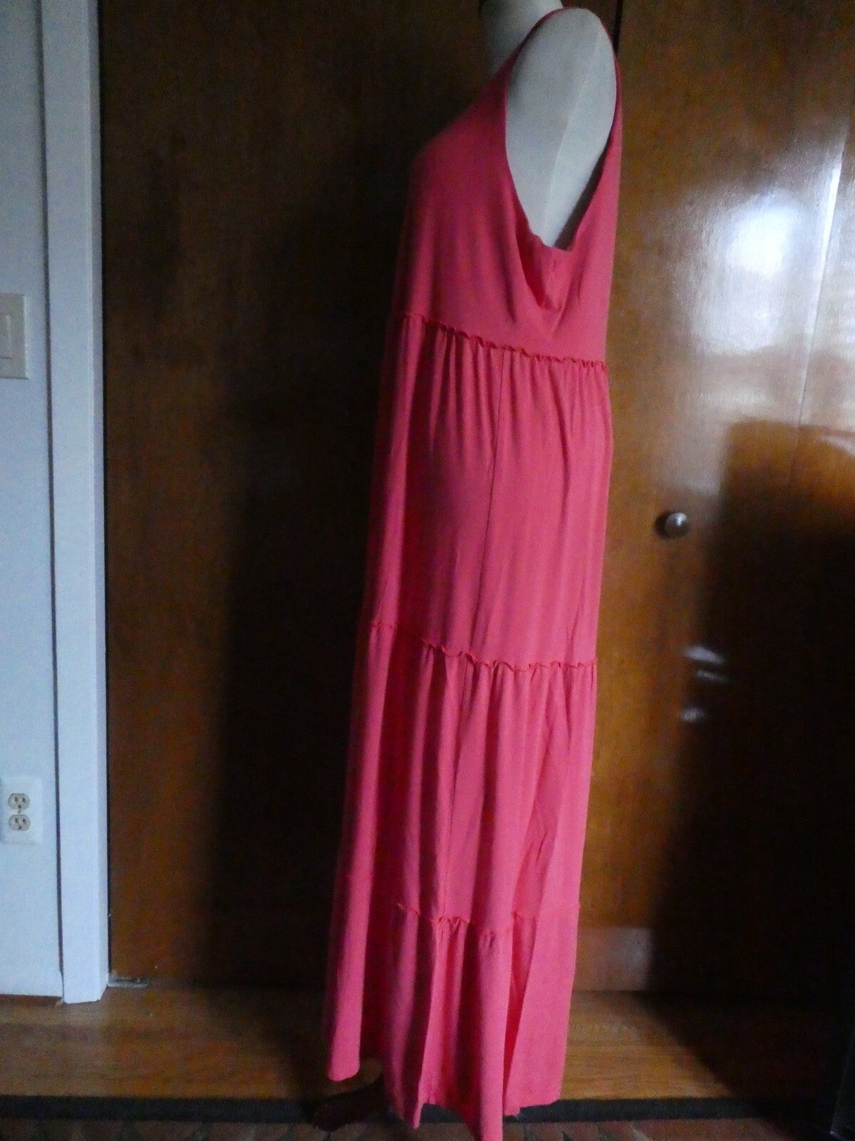 Chico's Women's Pink Maxi Detailed Rayon Dress Size 3 US Size Large