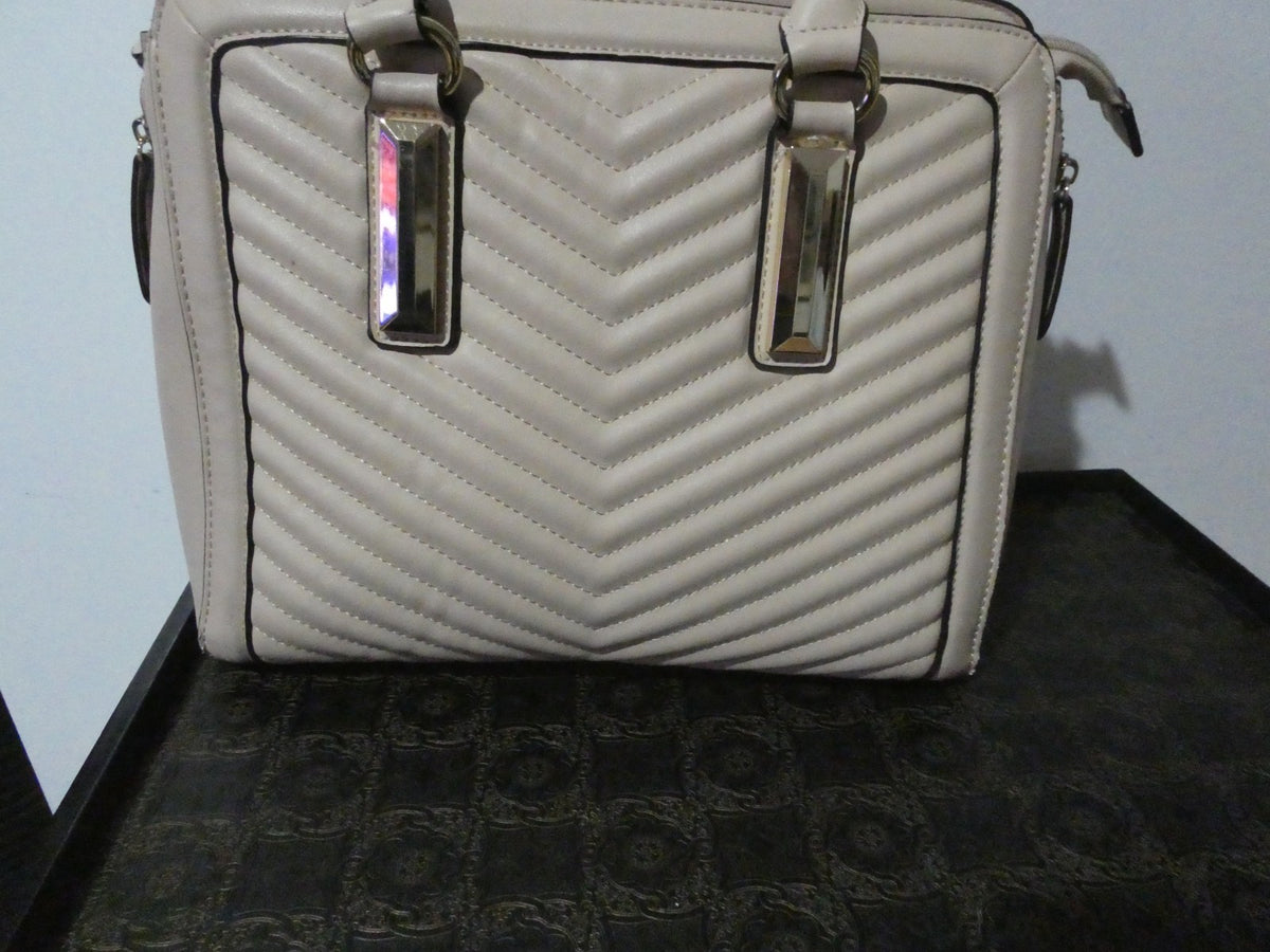 ALDO Women Quilted Taupe Satchel Purse Shoulder Handbag 14” x 10” x 7”