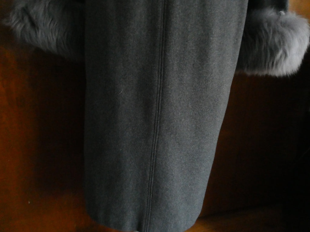 Berghaus Wool Coat with Lama Fur Trim Women Long Coat Sz 46 (US Sz 10) England