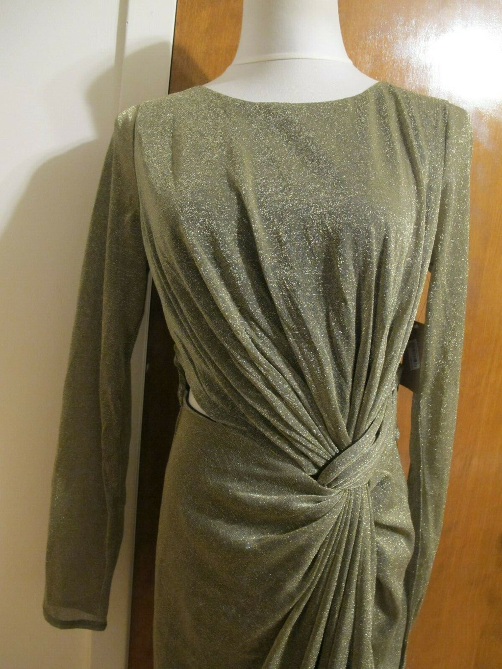 Rachel Roy Women Gold Metallic Twist Front Maxi Cocktail Dress New Medium, Large