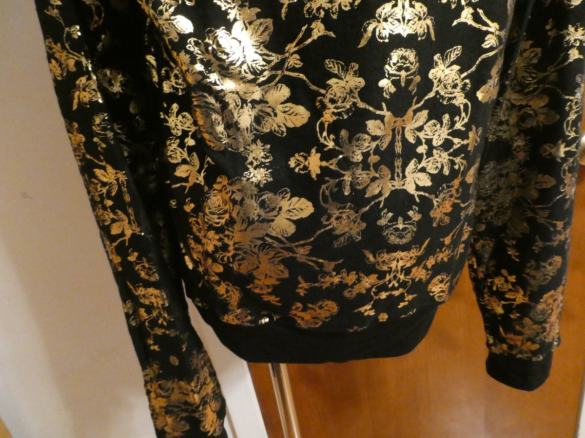 Wildfox Women's Black Gold Metallic Print Sweater Size Medium NEW