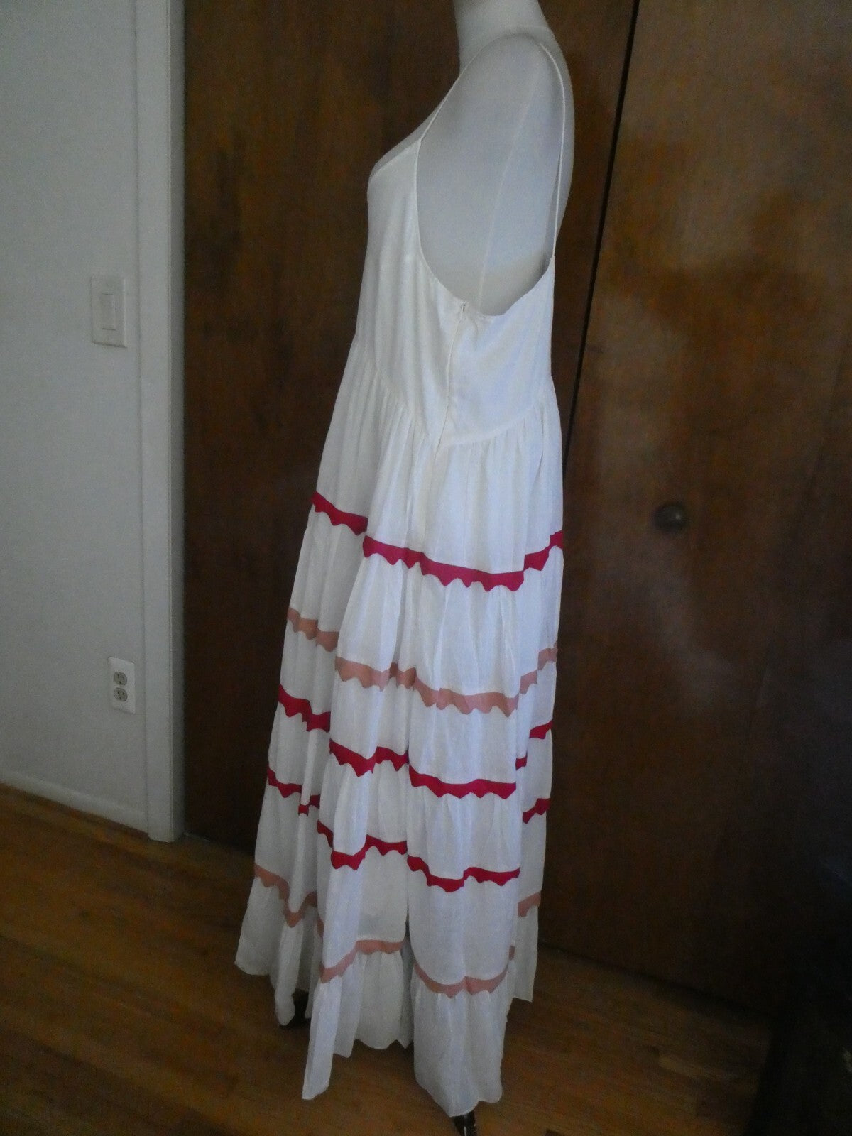 Anthropologie  Carolina K White/Red Lined Maxi Marieta Dress XSP (fits Large)