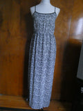 Maxi Dress Size S Black White Floral Sleeveless Elastic Waist LOFT Size Small