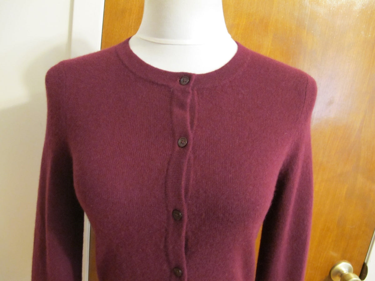 Bloomingdale's Women's Burgundy 2 Ply Cashmere Luxe Long Sleeves Cardigan XS 