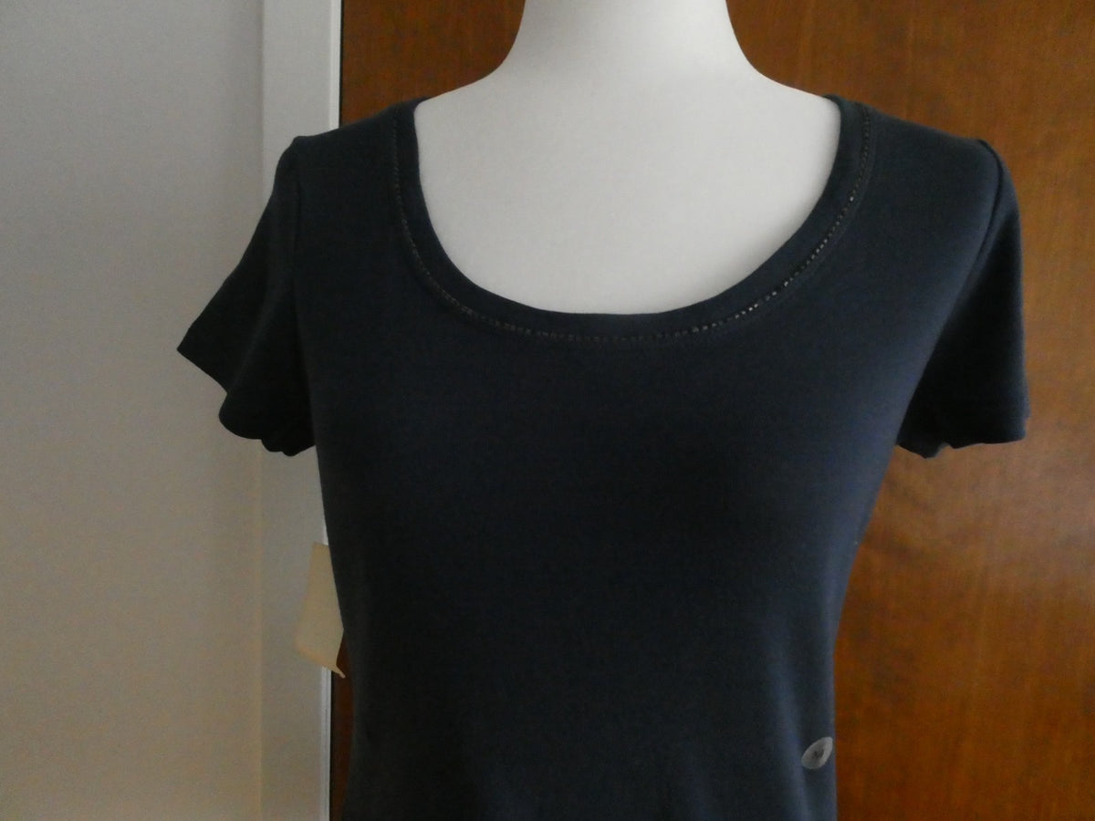 New York &Company women's soft cotton beaded navy top size Medium