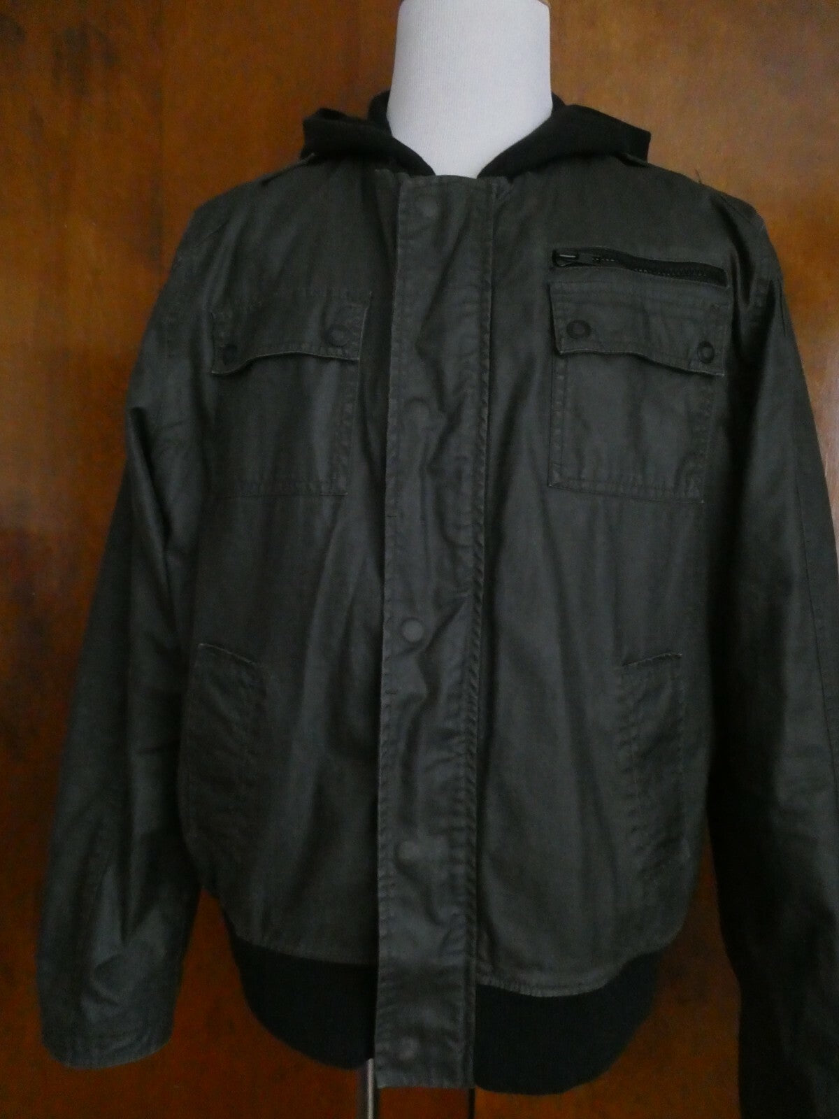 COOP Barneys New York Men's Dark Gray Coat Jacket Hooded Lined Size XL