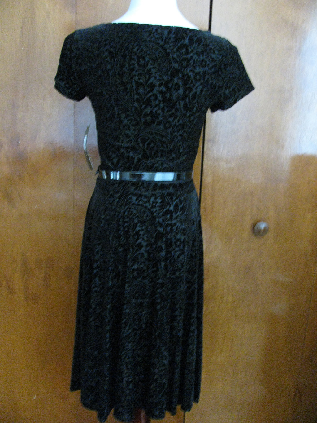 Ralph Lauren women black velour evening A-line dress  New