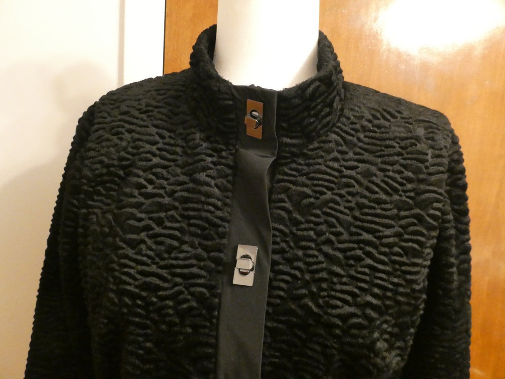 Carol Anderson By Invitation Women Textured Velour Black Jacket Toggle Buttons S