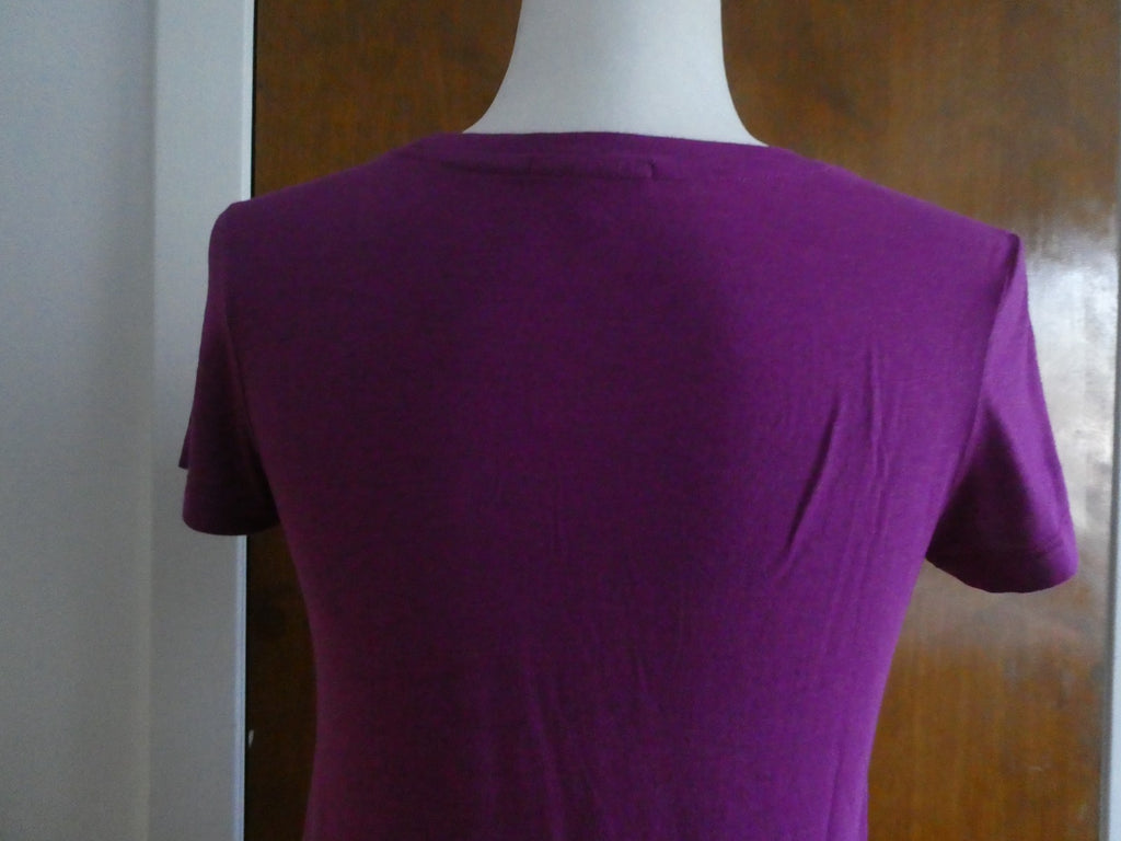 GAP Women’s Purple Bow Detail Top Size Small Cotton Modal Short Sleeve Stretch