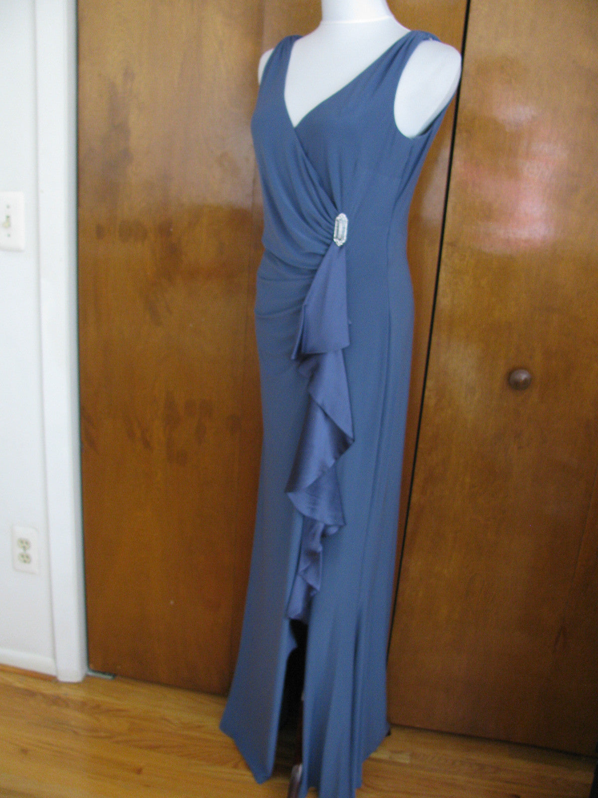 Ralph Lauren Women's Gray Detailed Maxi Evening New Dress New
