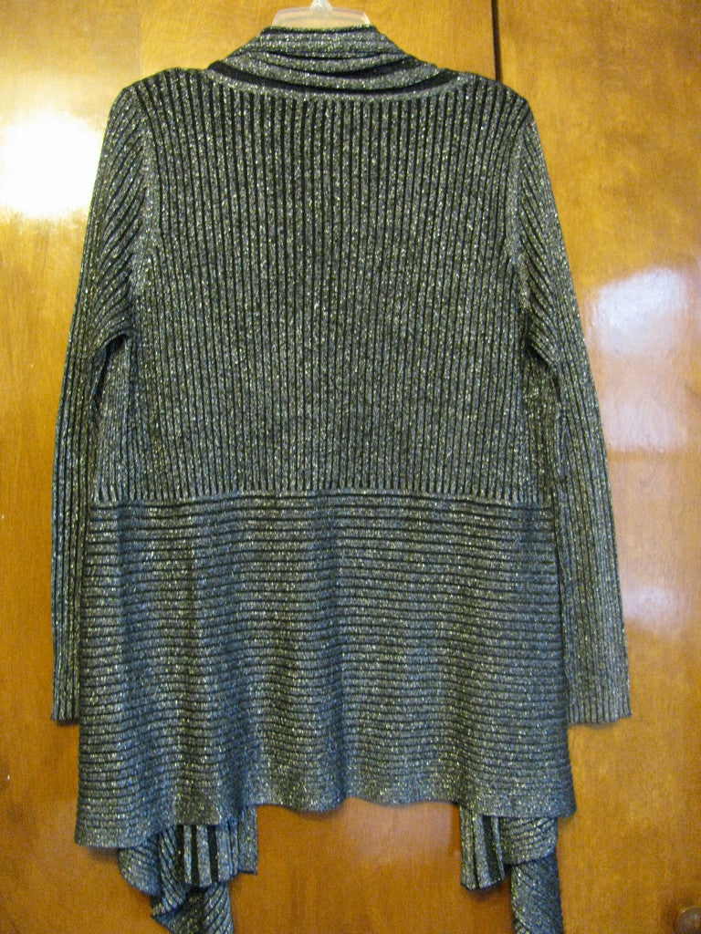 Joseph A Women's Black Silver Rayon Lurex Cardigan Size Medium NWT