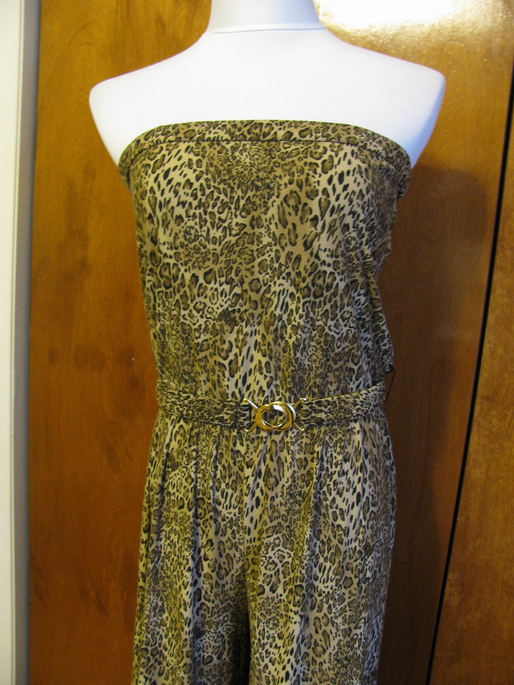 MSK women’s jumpsuit leopard black size large NEW