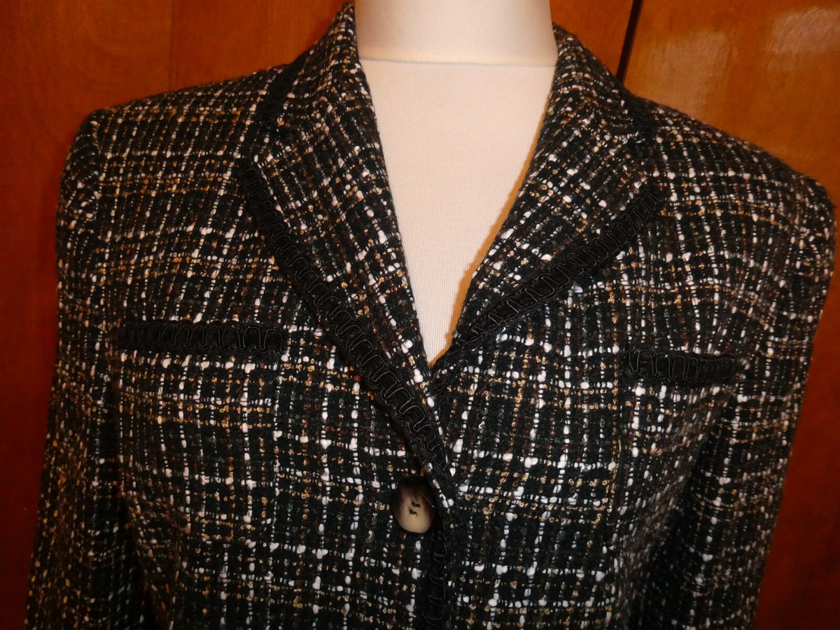 Bergamo by EBI Women’s Jacket & Skirt in Black, Brown and White Size 14(fits 12)