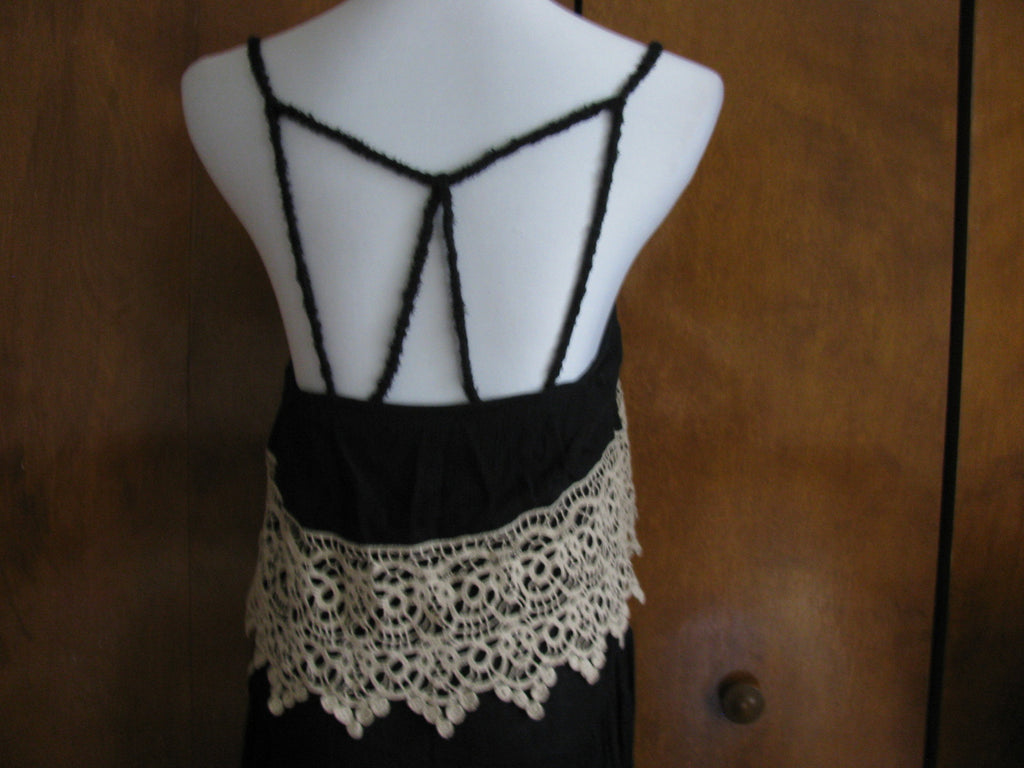 Free People Womens Asymmetric Black Decorated Embroidered Soft Rayon NWT Dress S