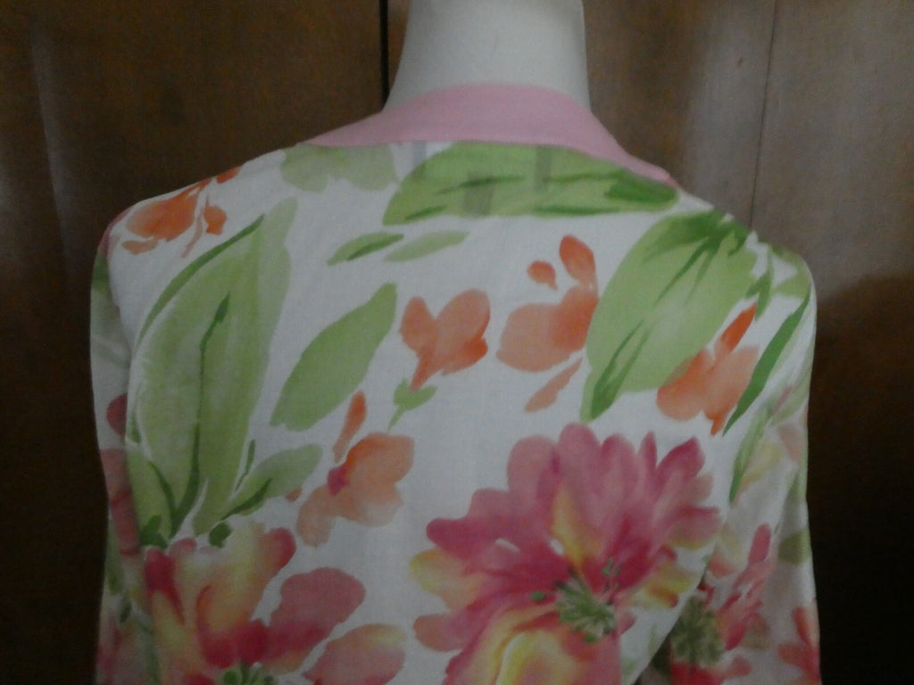 Jones New York Signature Women's Tunic Style Pink/Green Soft Cotton Top Large