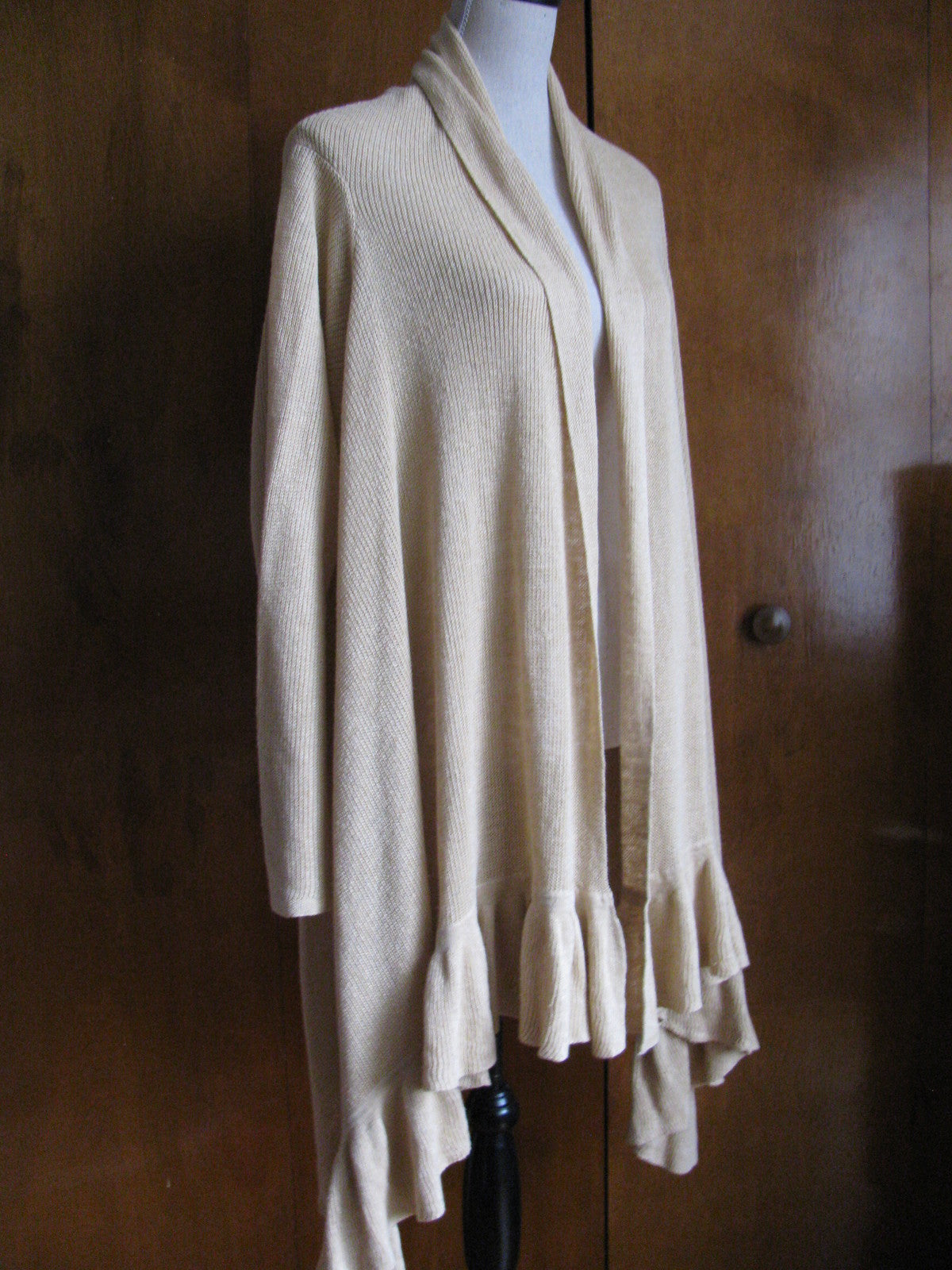 Ralph Lauren women's ivory linen kensing ruffled cardigan One Size NWT