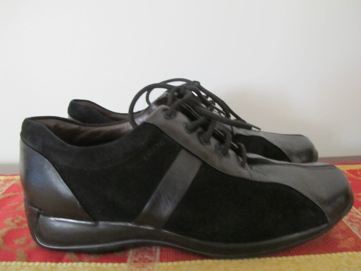 Geox Women's Black Suede Leather Sneakers Shoe Size EU 38 US 8 