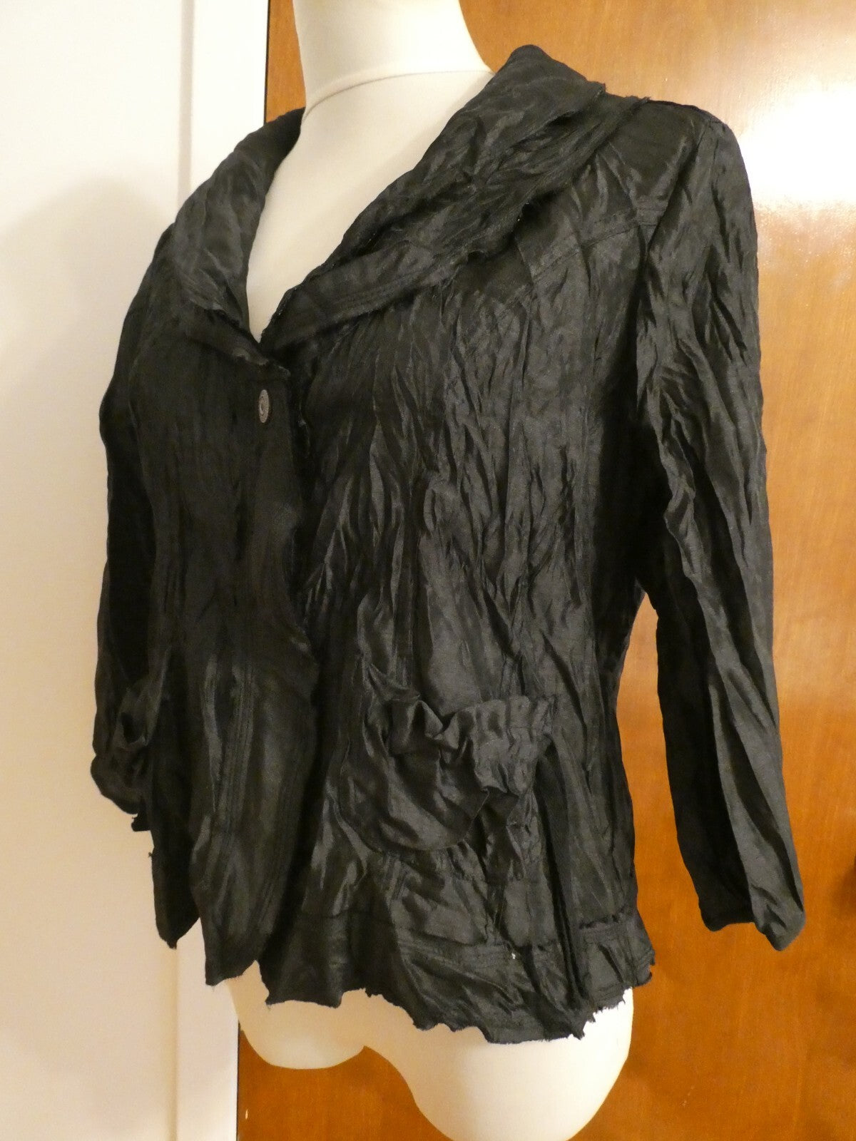 Vers Australia womens black lightweight crinkle dress jacket size14 (fits sz 12)