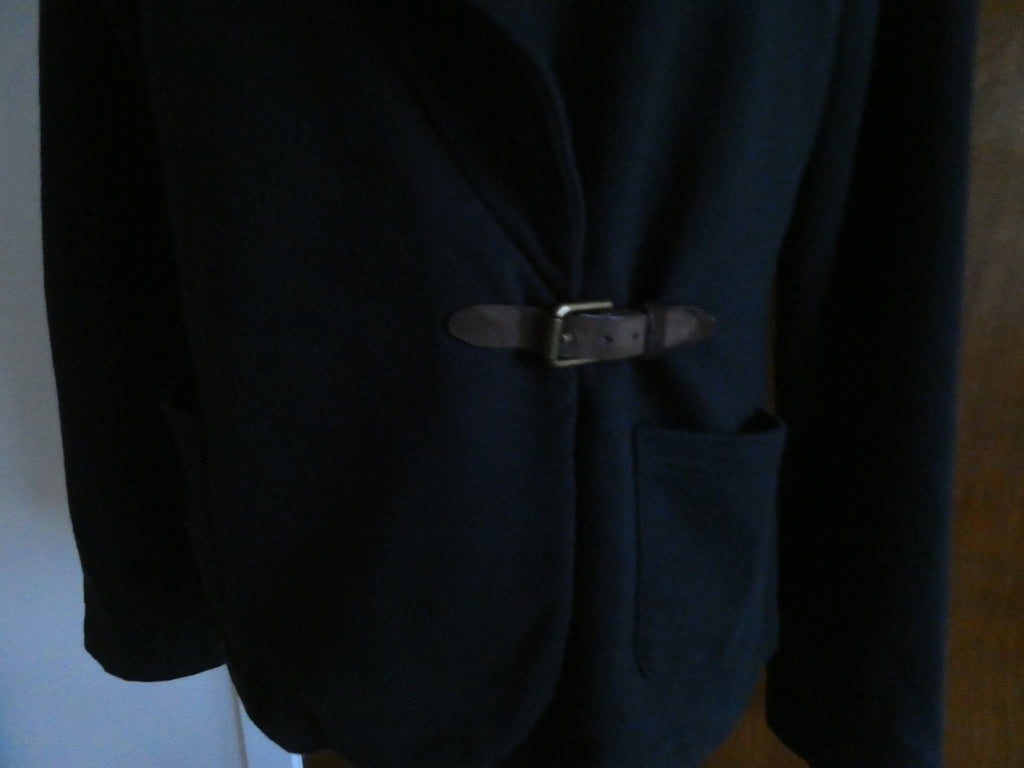 Lauren Jeans Co Black Cotton Wrap Jacket Shawl Collar Belted Women's XLarge
