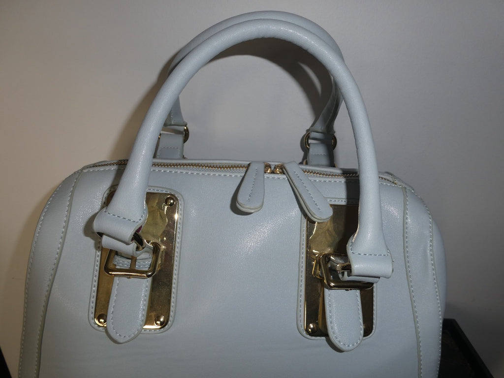 Aldo Women Blue Solid Faux Leather Satchel Shoulder Handbag 14”X11”X7”