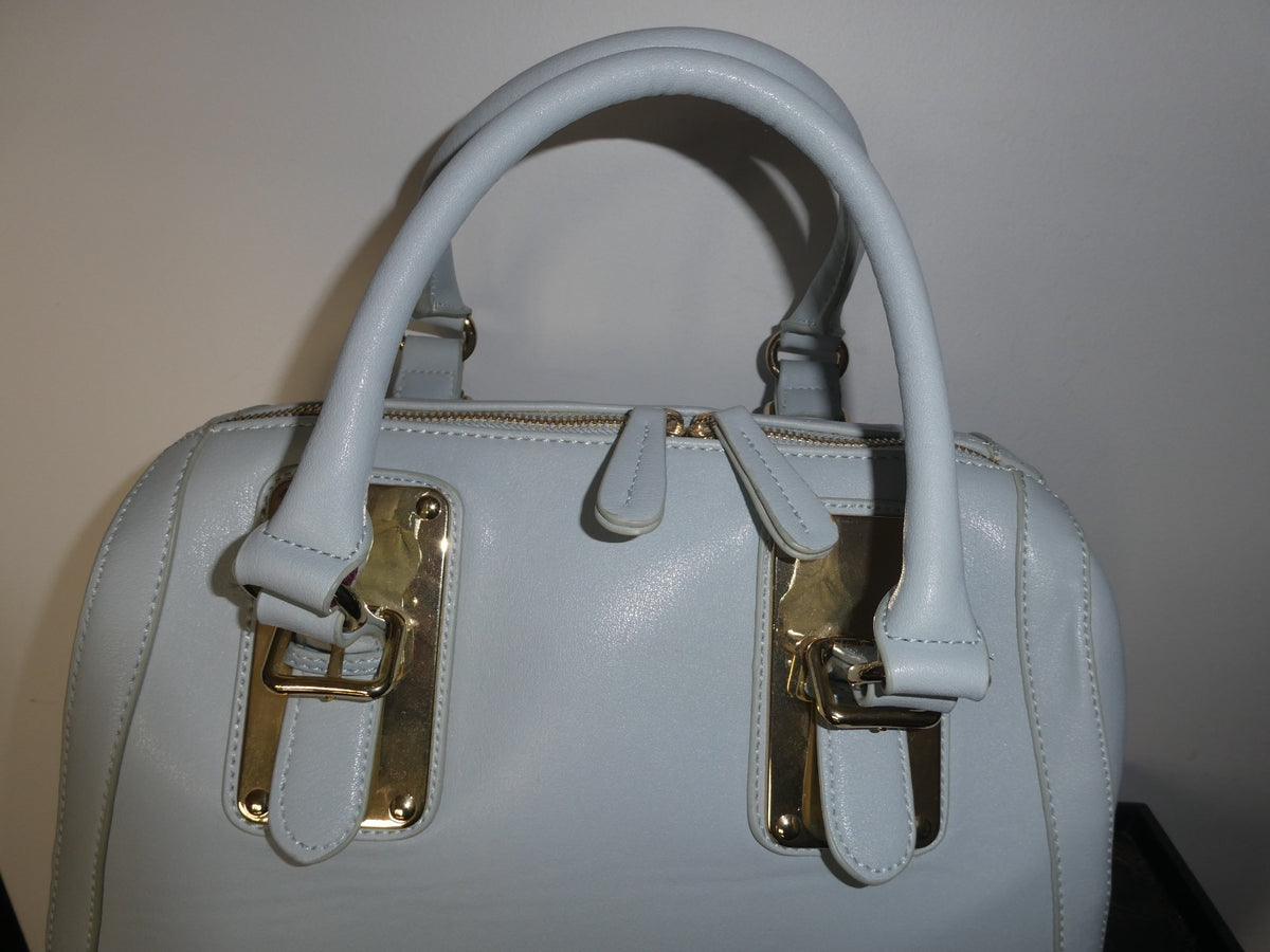 Aldo Women Blue Solid Faux Leather Satchel Shoulder Handbag 14”X11”X7”