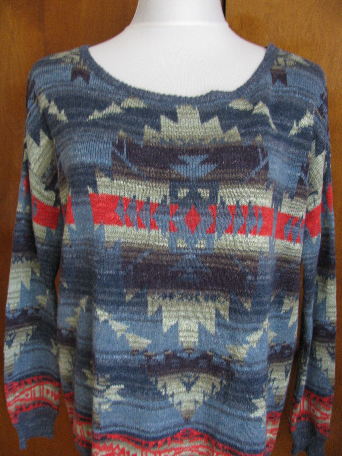 Denim & Supply Ralph Lauren women’s blue red cotton long sleeves sweater Small