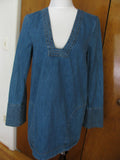 Free People women's denim henrix blue detailed tunic top New