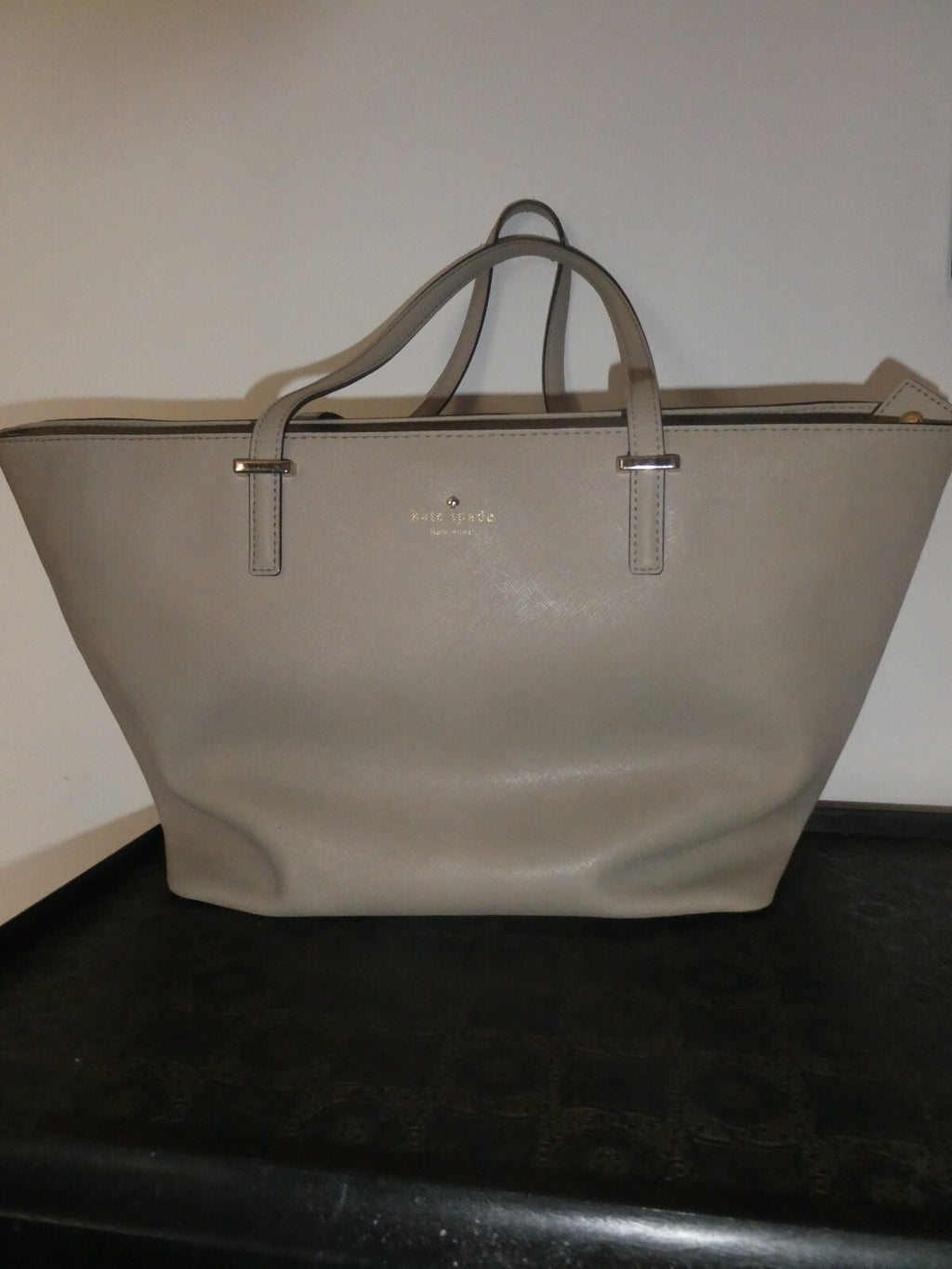 Kate Spade Women’s Cow Leather Shoulder Bag Purse Handbag Gray Large
