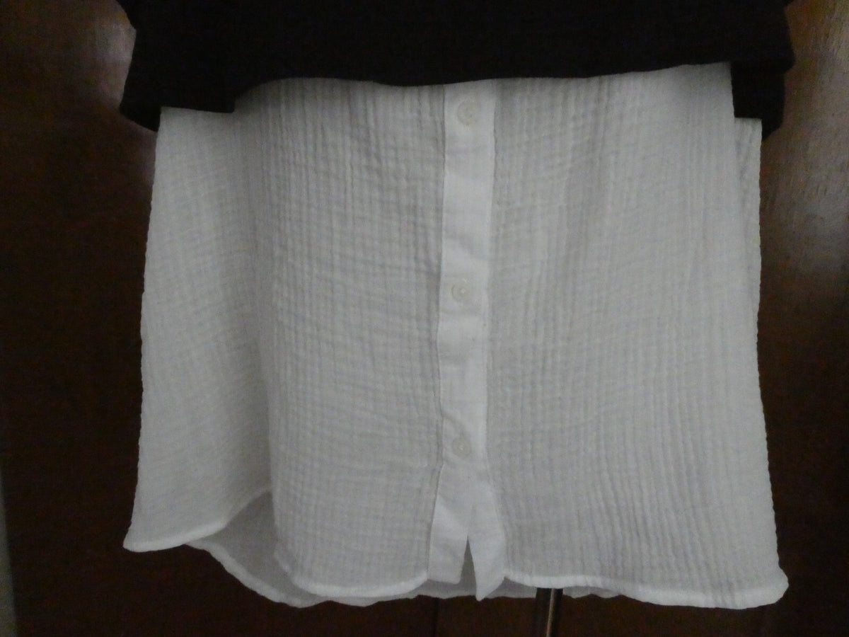 Anthropologie 9-H15 Stcl Long Top Black White Size Large