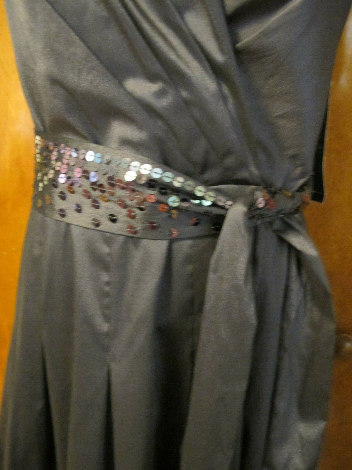 Anne Klein women’s dark gray pleated skirt detailed dress size 12 new