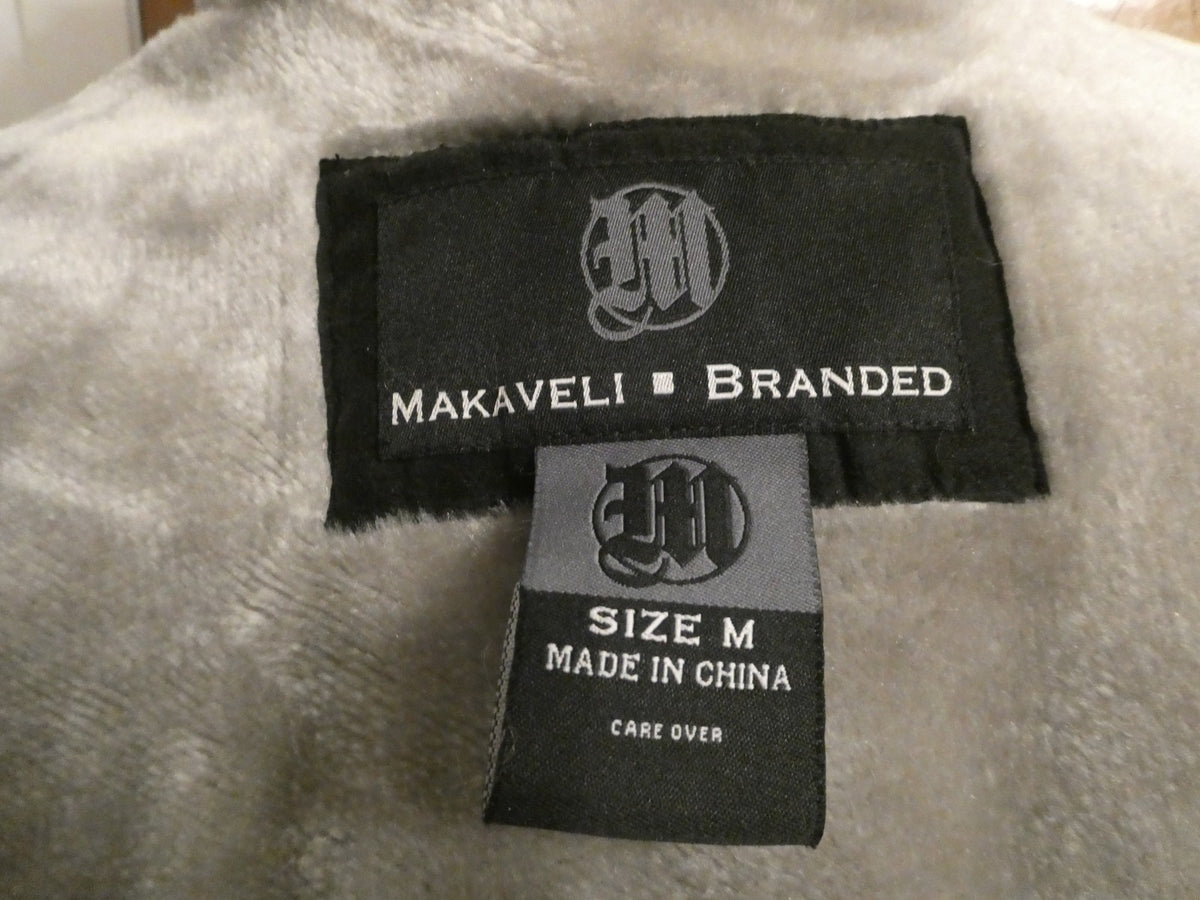 Makaveli Branded Men's Black Puffer Jacket Hood Lots of Pockets Size Medium