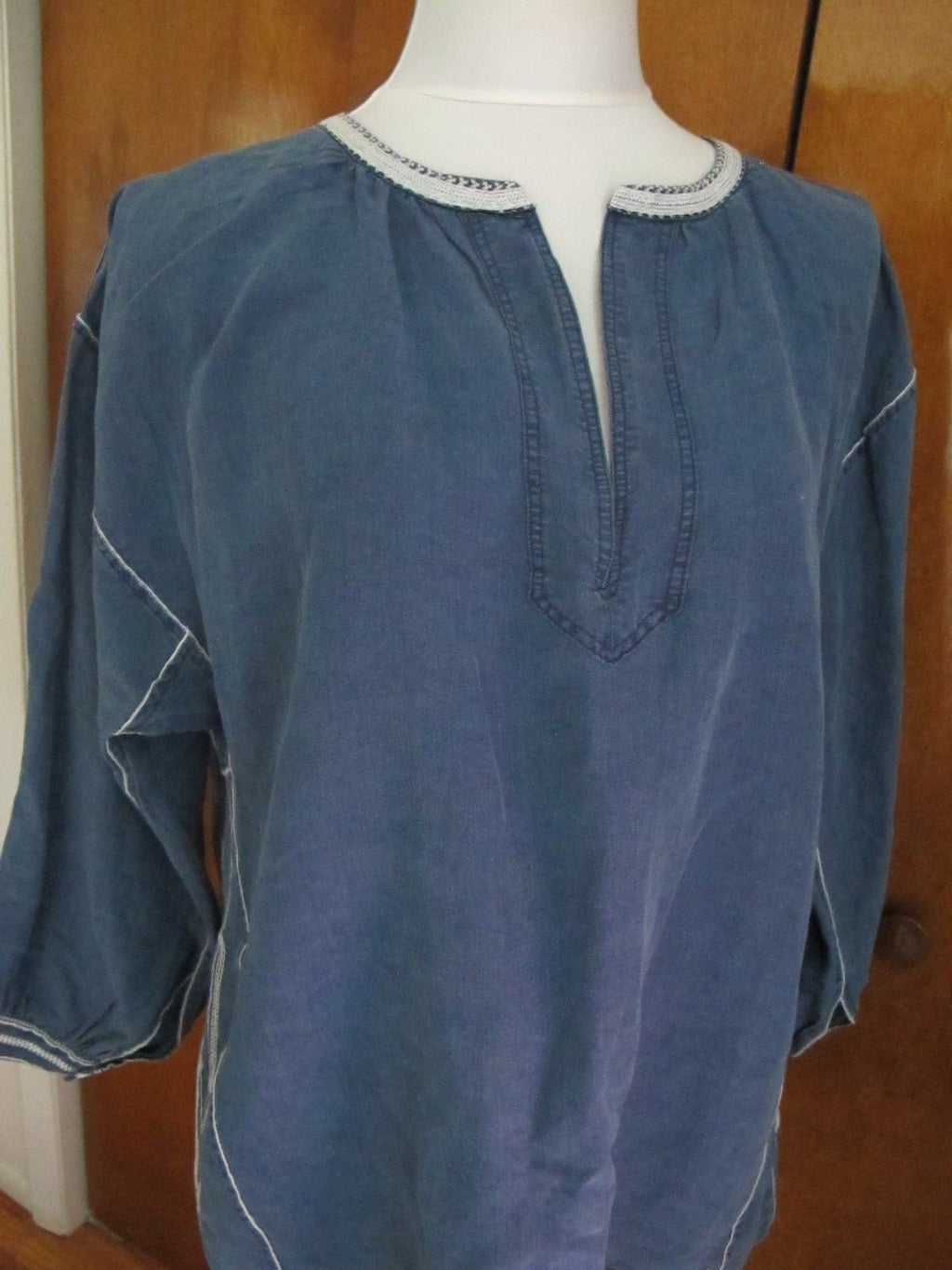 Polo Ralph Lauren women’s linen blue bohemian detailed top 