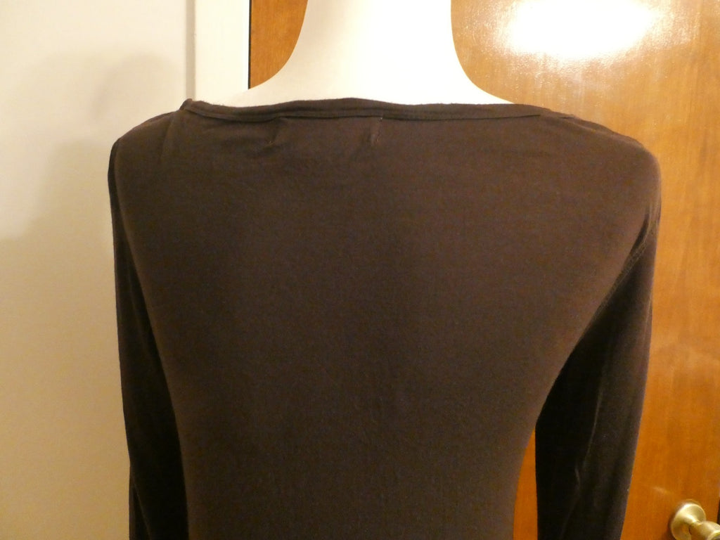 Michael Kors women brown rayon beads decorated top sz S/P (means regular Small)
