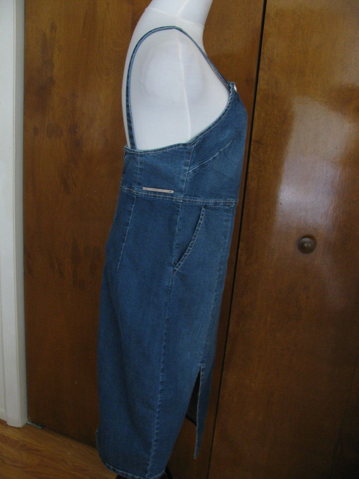 Guess women’s blue denim overalls inspired cotton dress New