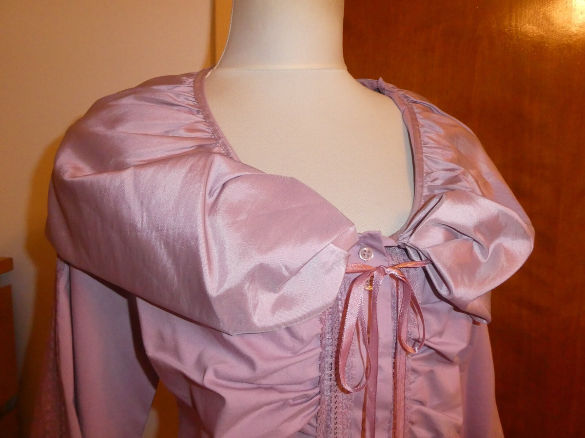Kenar Women's Lilac Detailed Long Sleeves Evening Top Blouse Size Medium