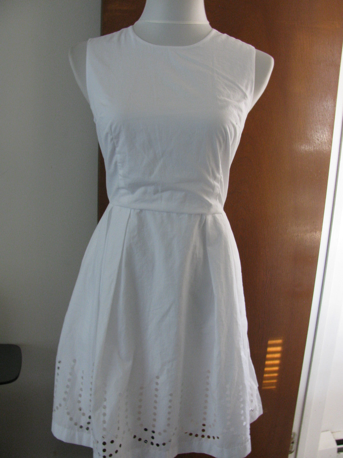 Gap women's white pleated detailed lined cotton dress size 2 