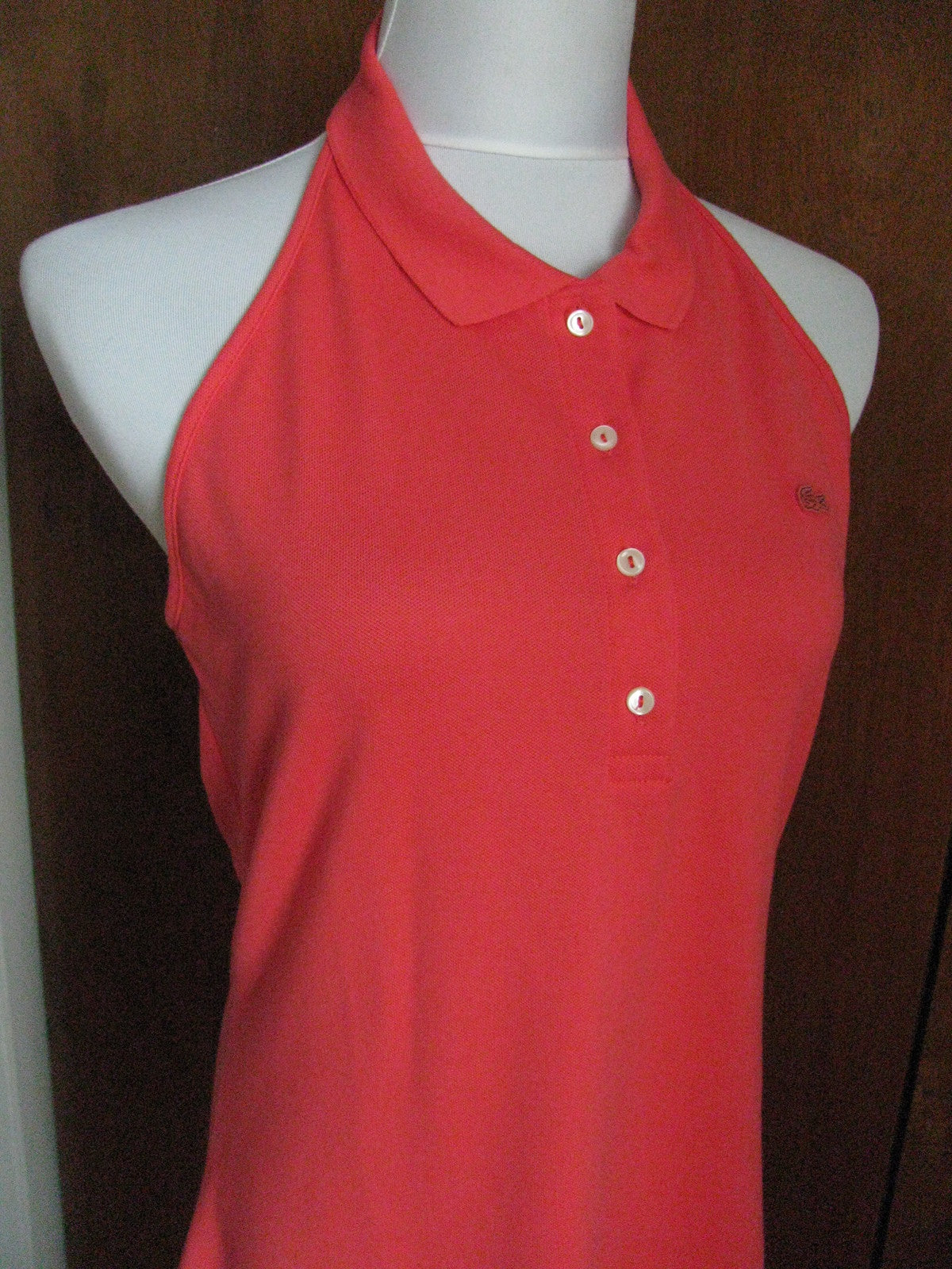 Lacoste women's red cotton halter dress US12/Euro44 NWT 