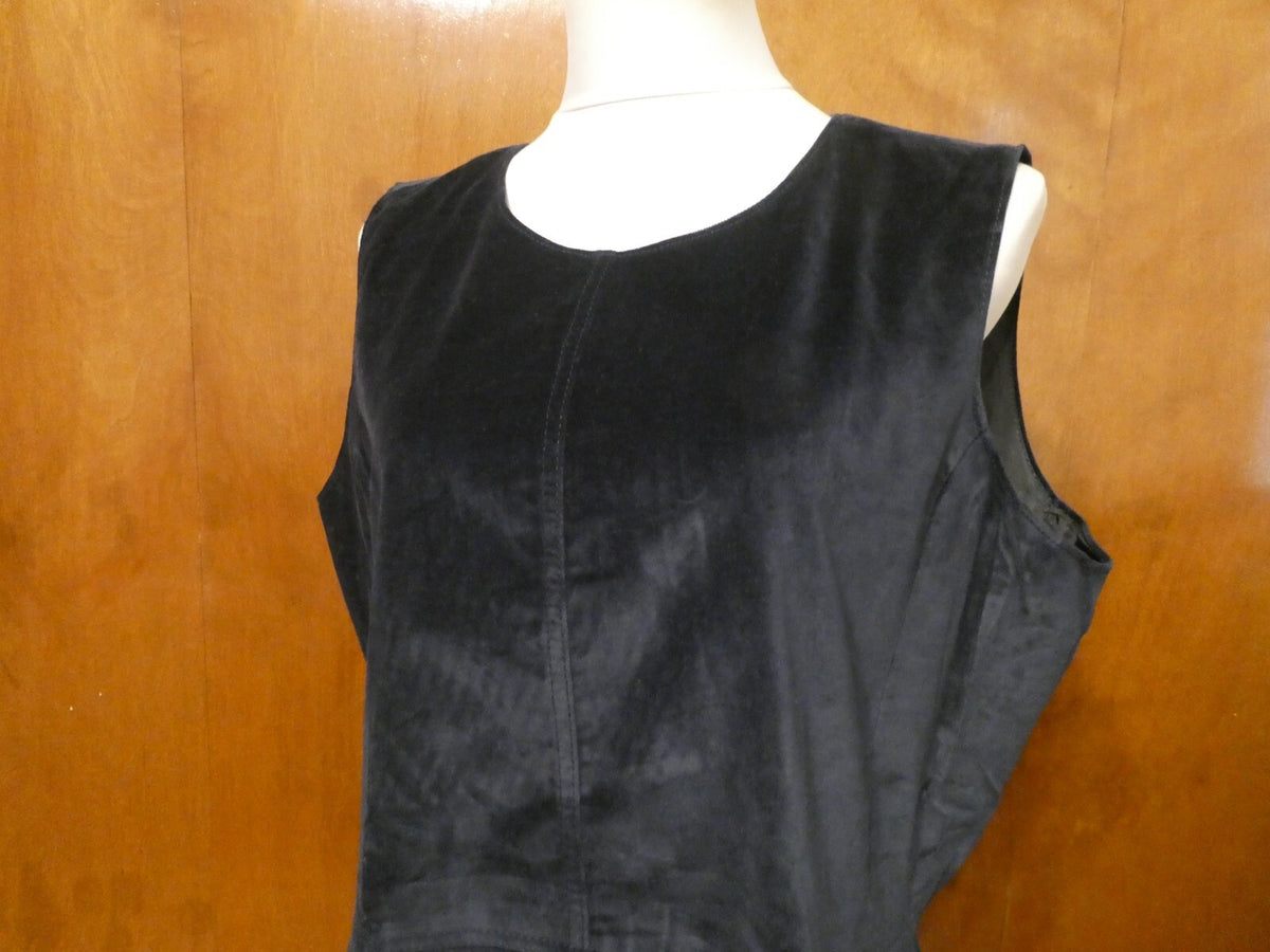 Gap Women’s Black Velour Sleeveless Side Pockets Lined Dress Size 20