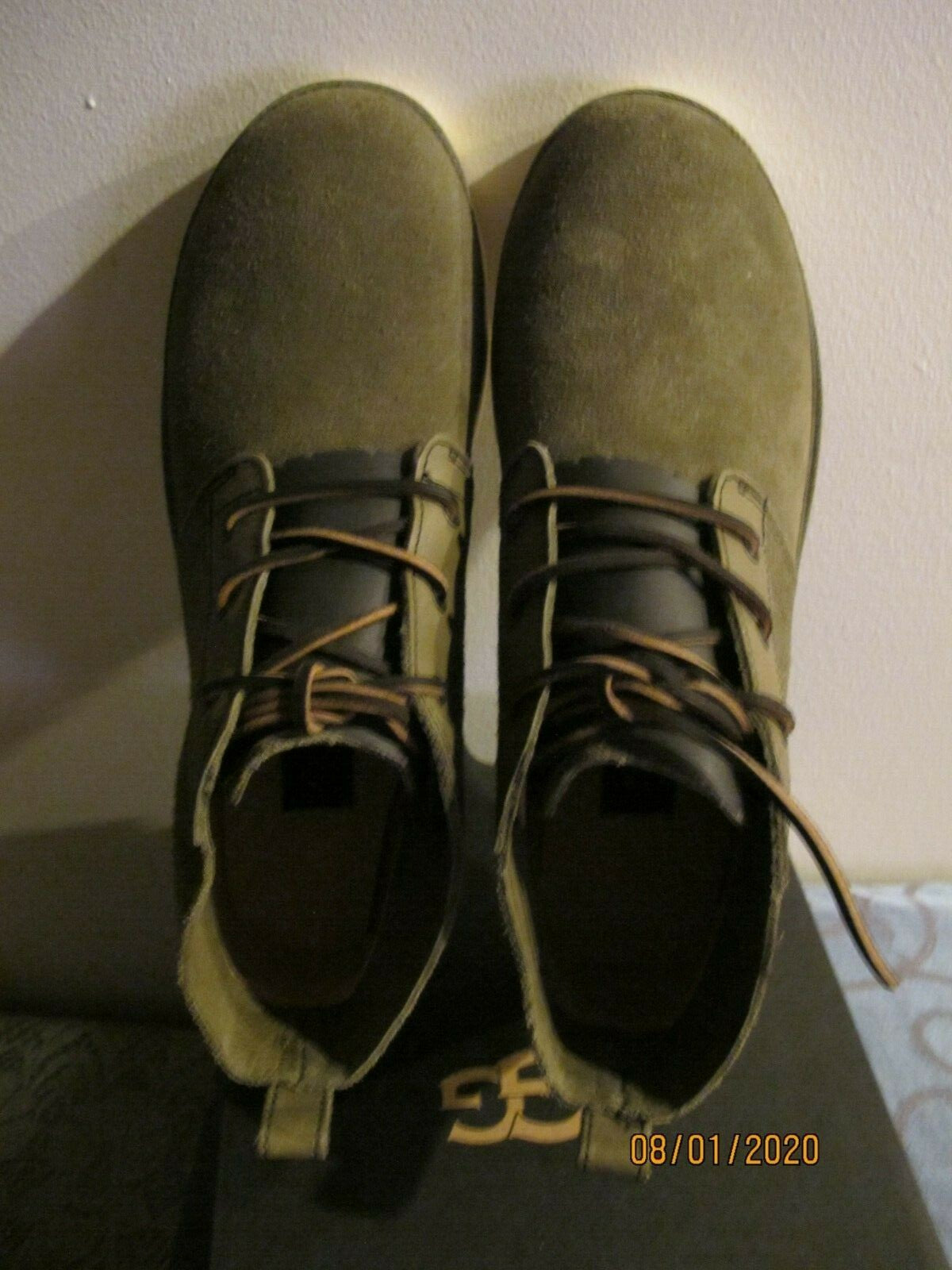 UGG Australia Neumel Unlined Leather Suede Men's Khaki Boots 13 Authentic 