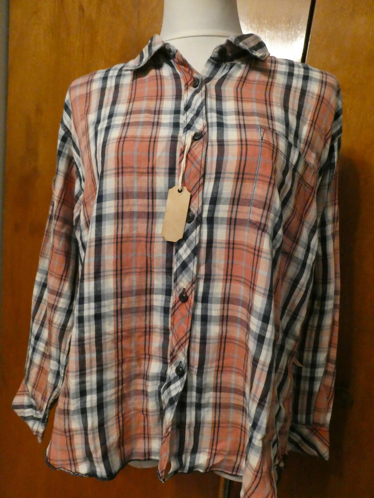 Denim & Supply womens multi color plaid shoulder cutout soft flannel shirt  