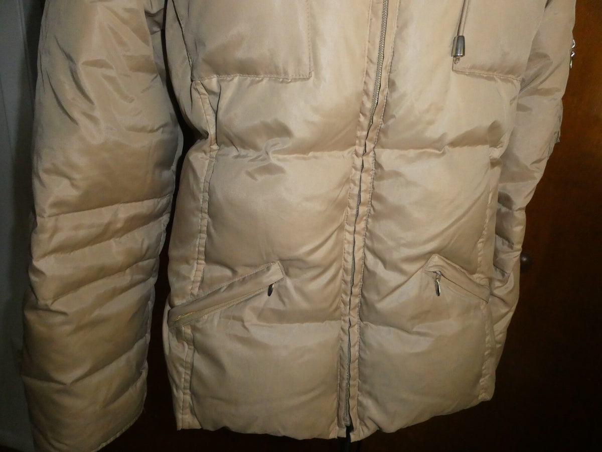 Jennifer Lopez junior girl's puffer zippered jacket coat beige size large