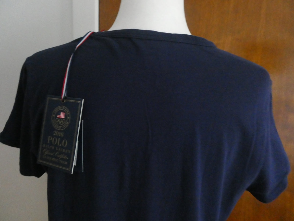 Polo Ralph Lauren 2016 Team USA Olympic Dress Women Navy Blue Cotton USA Graphic