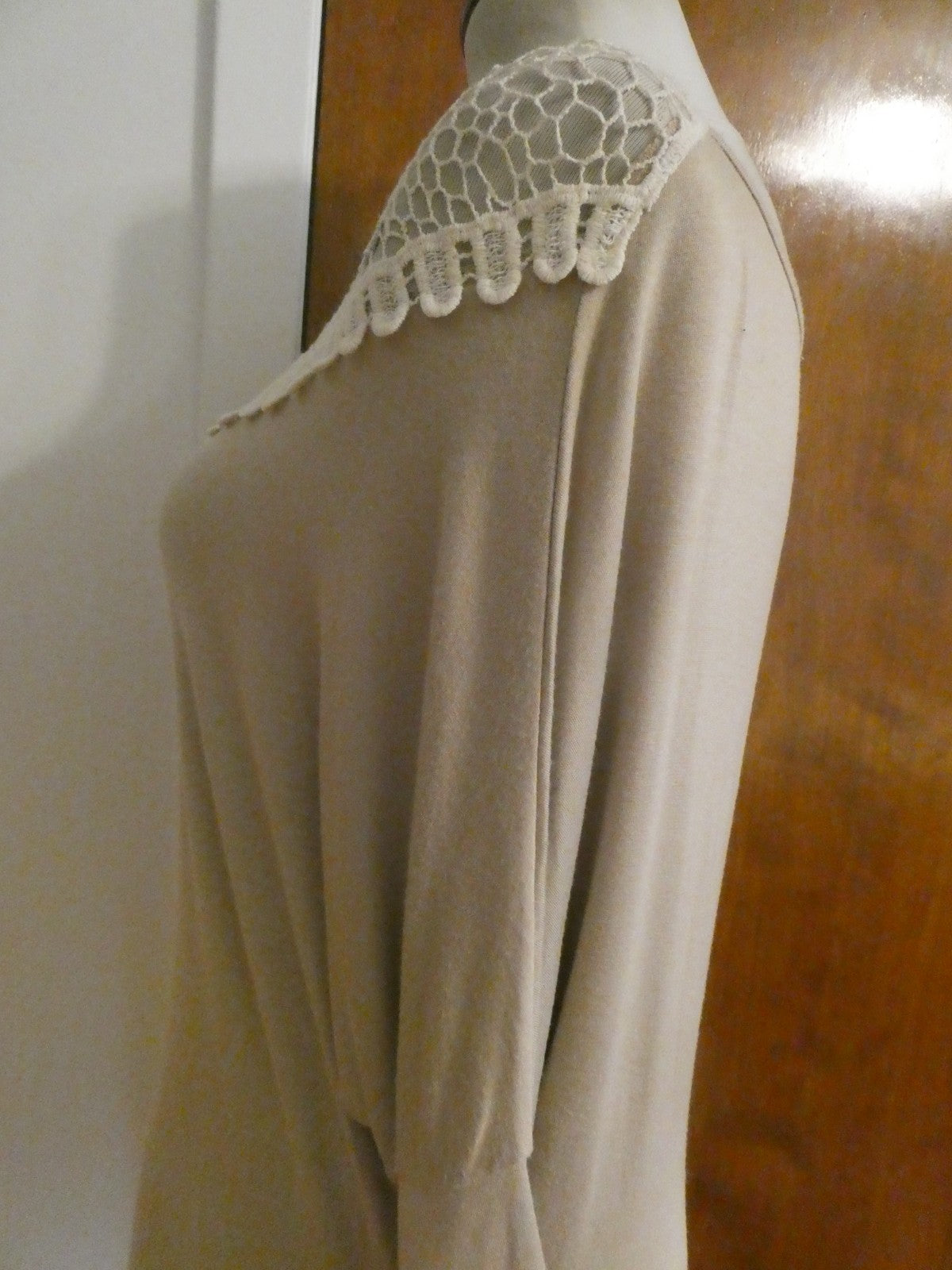 MCM women's beige rayon crocheted top size Large