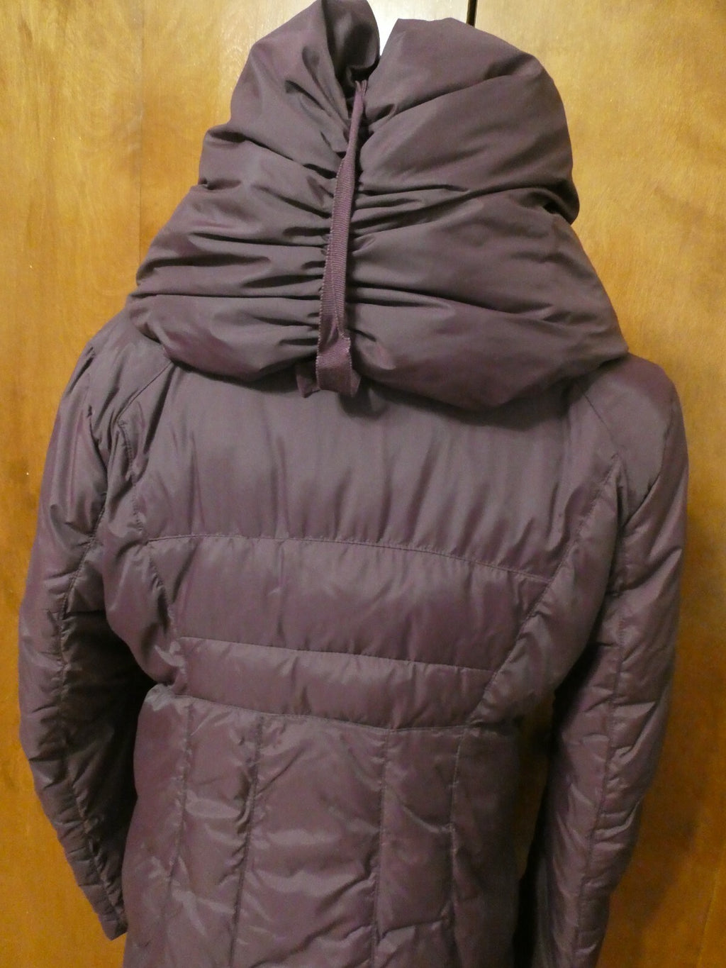 Tahari Women's Burgundy Down Puffer Winter Detailed Coat Jacket Small