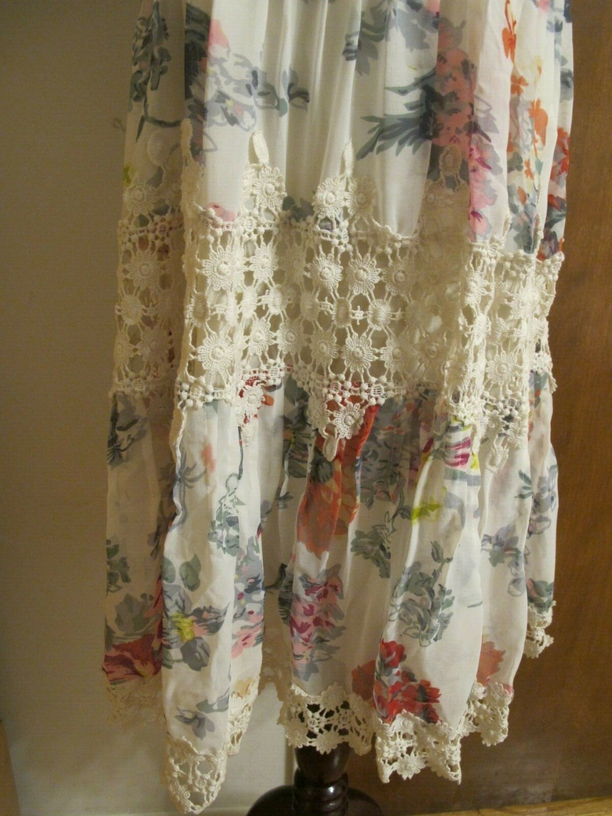 Anthropologie Ranna Gill Floral Swing Crochet Lace Detailed  Dress Large