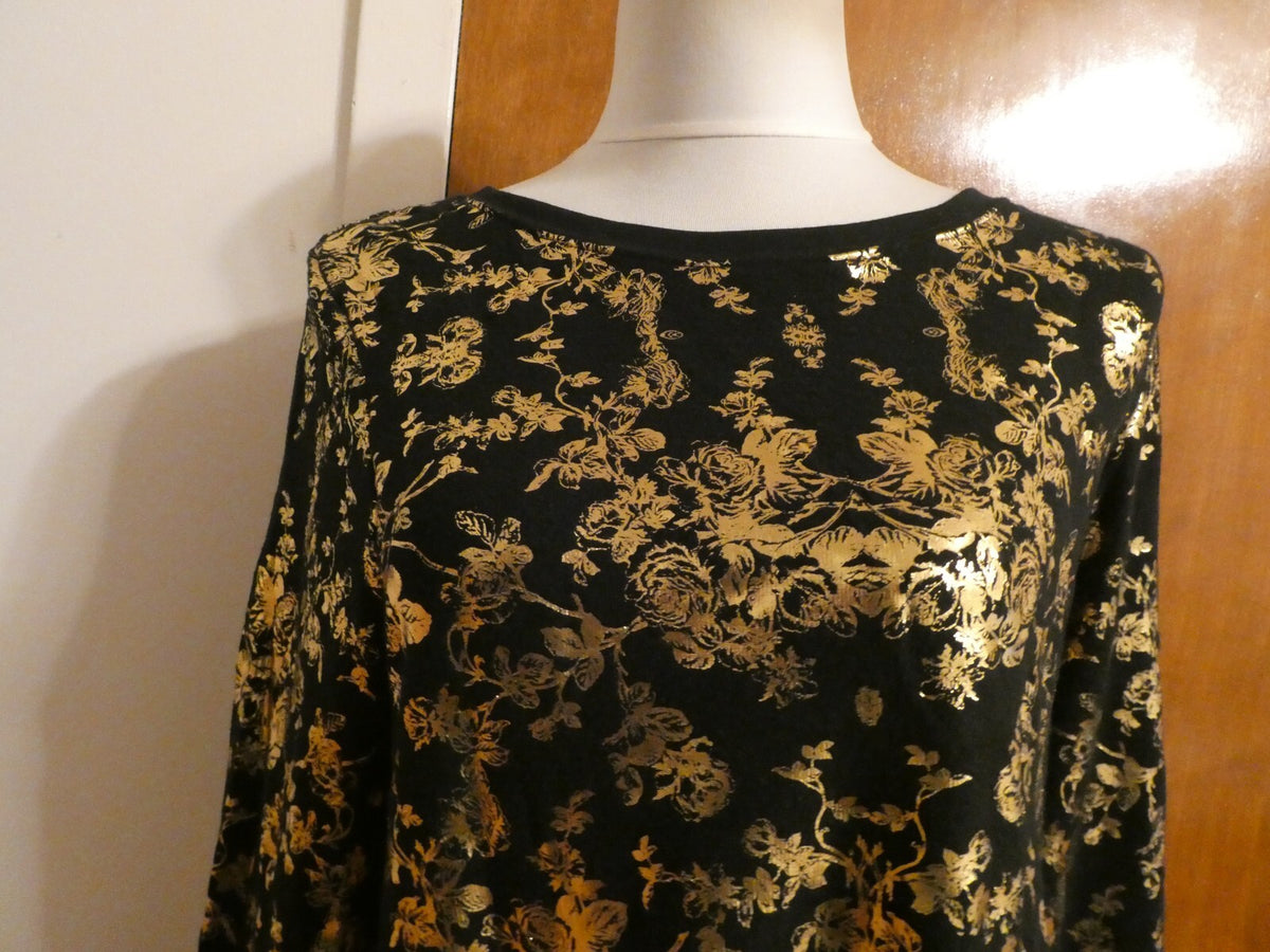 Wildfox Women's Black Gold Metallic Print Sweater Size Medium NEW