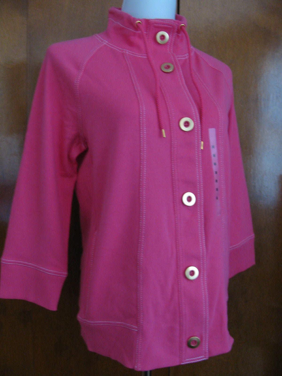 Jones New York Women's Pink Stretch Buttoned Pocketed Jacket Medium NWT