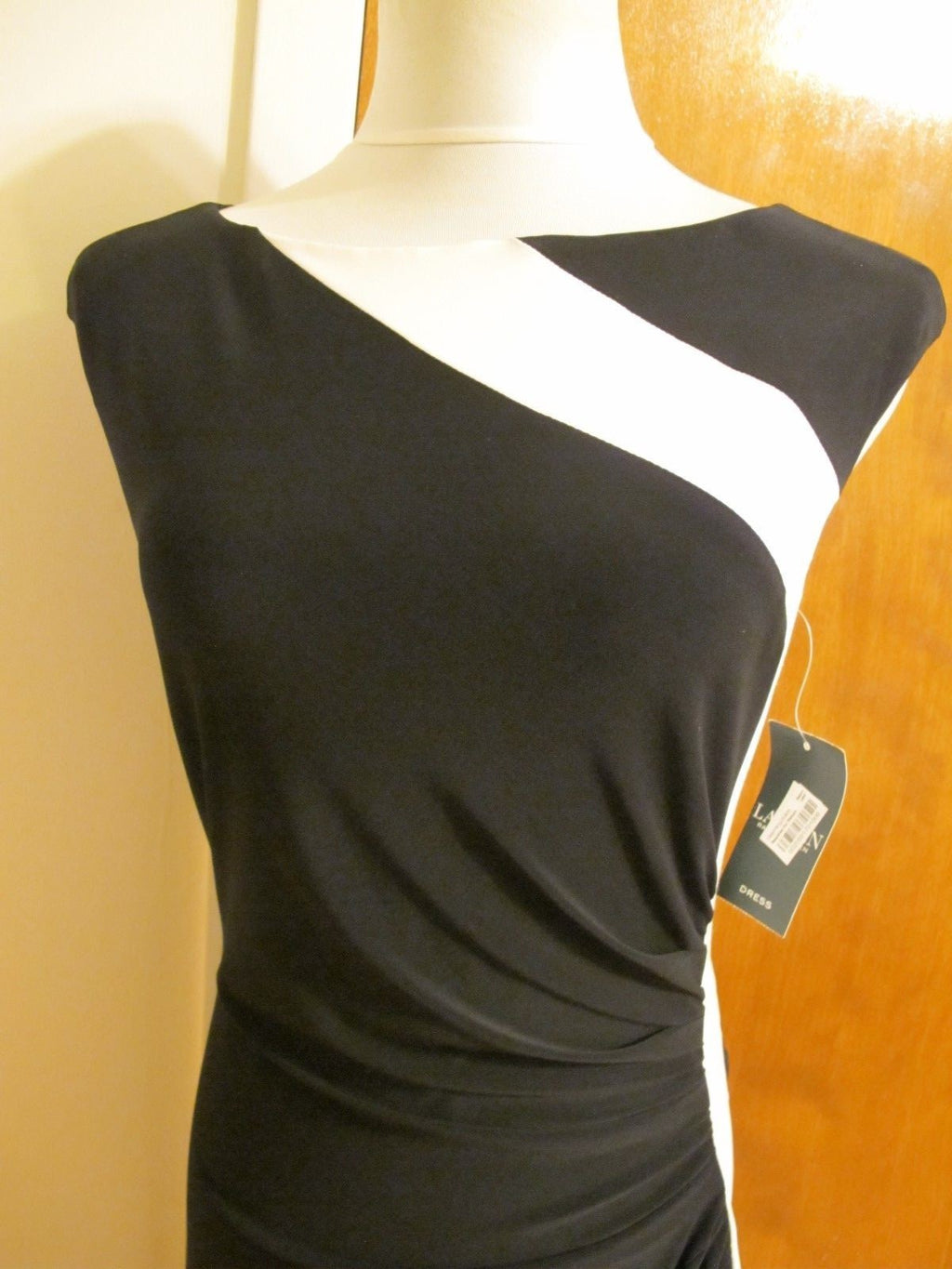 Ralph Lauren Women's Black White Evening Lined Dress 8