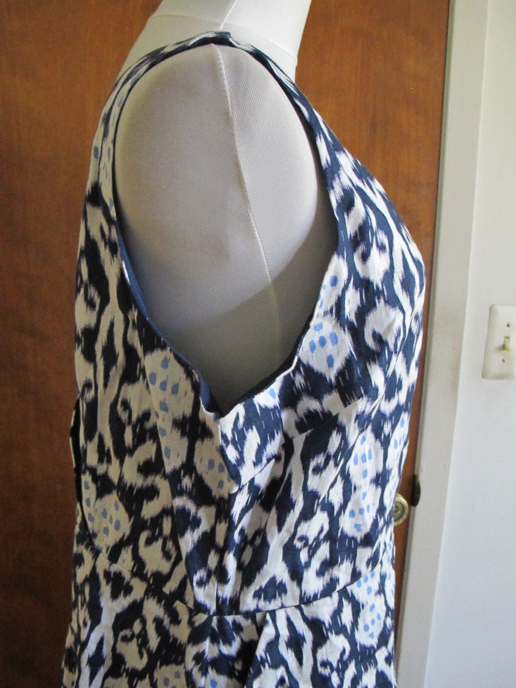 Gap Women's Navy White Linen Lined Dress Size 18 (fits size 16)